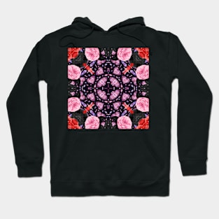 Crystal Hearts and Flowers Valentines Kaleidoscope pattern (Seamless) 32 Hoodie